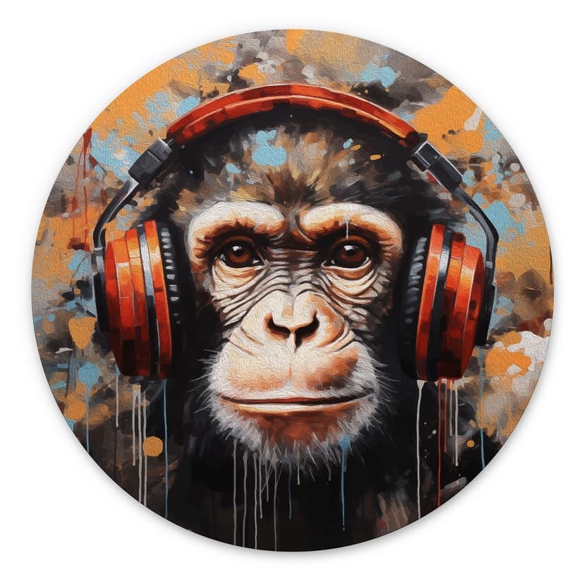 Decorazione murale in Dibond Scimmia DJ con cuffie - Magnusson