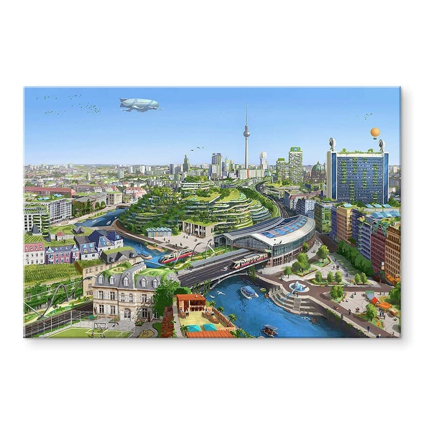 Stampa su vetro acrilico per aerroscape - Berlino Solarpunk