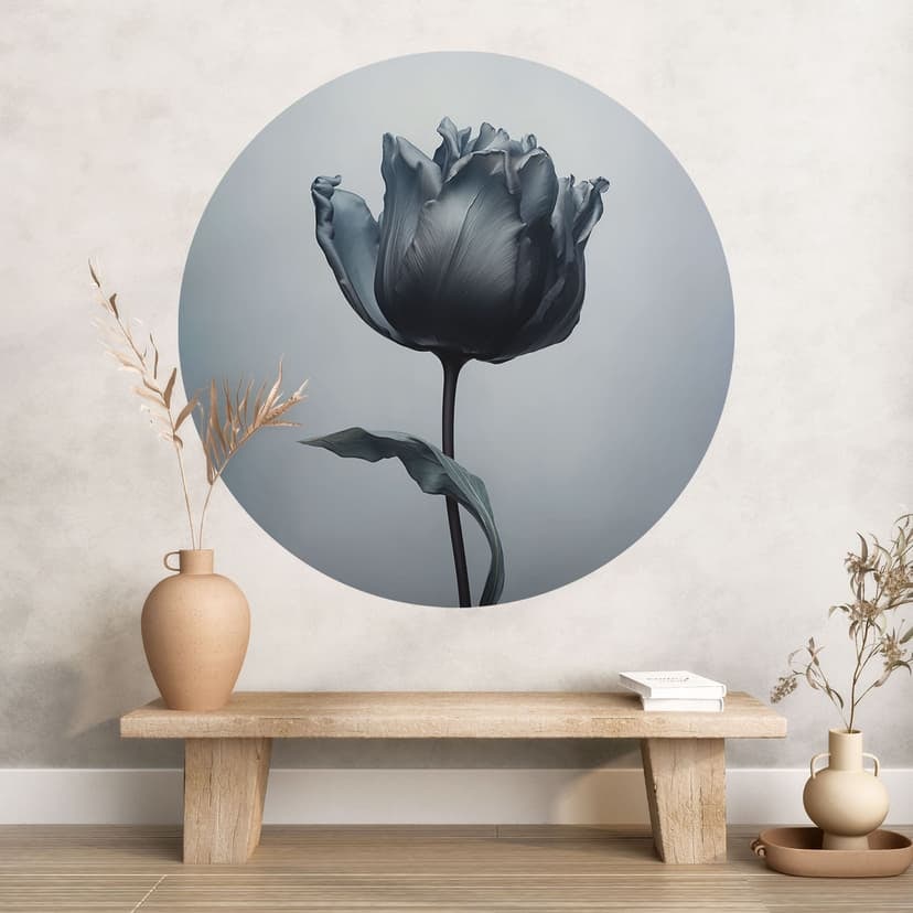 Adesivo murale Tulipano vellutato in nero - Paksoylu