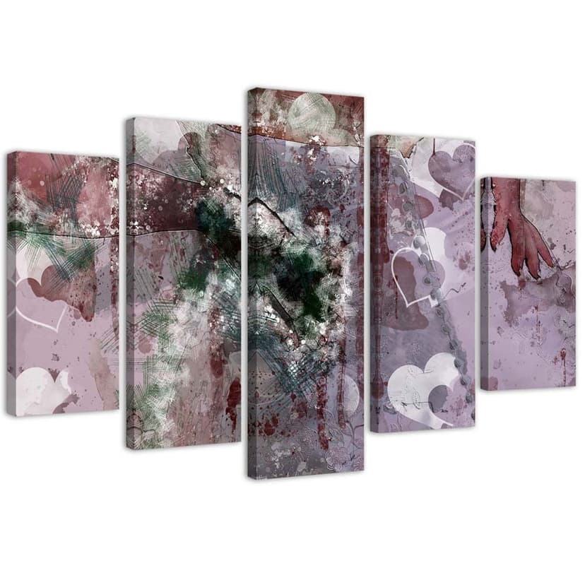 Stampa su tela 5 pezzi Cuore astratto viola viola