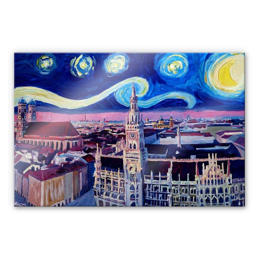 Stampa su vetro acrilico Bleichner - Monaco di Baviera di notte