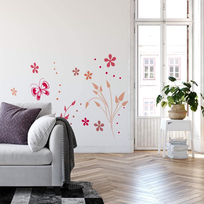 Adesivo murale - Svolazzante in rosa