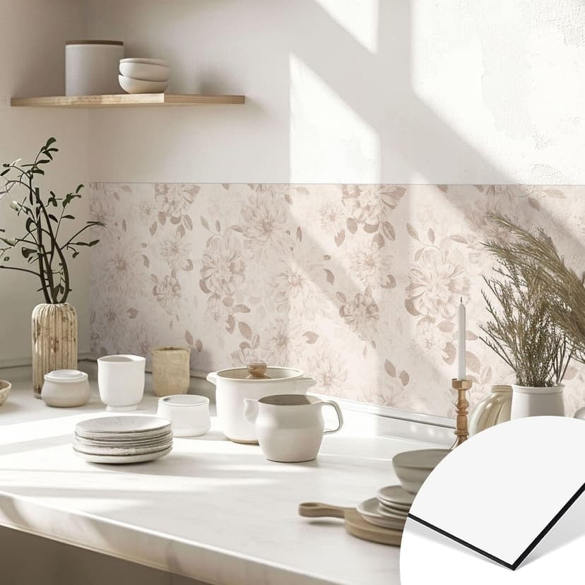 Rivestimento cucina Dahlias Shabby Chic Beige - Bloomery Decor