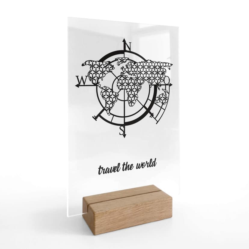Decoro acrilico + supporto Travel the world