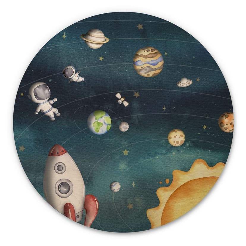Stampa su legno Avventura spaziale con astronauti - Oliver Robins