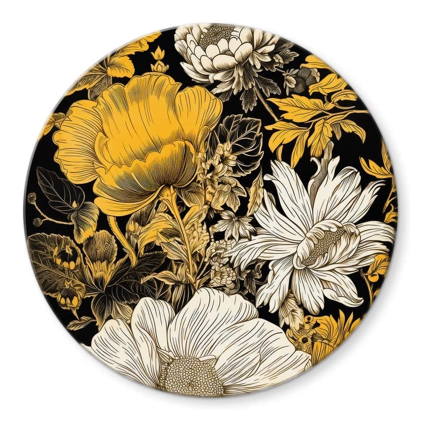 Stampa su vetro Splendore di fiori in ocra - Jaszke
