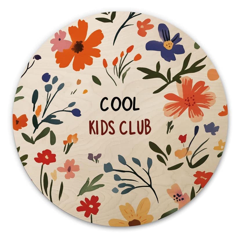 Stampa su legno Cool Kids Club Fiori colorati - Treechild - Rotonda