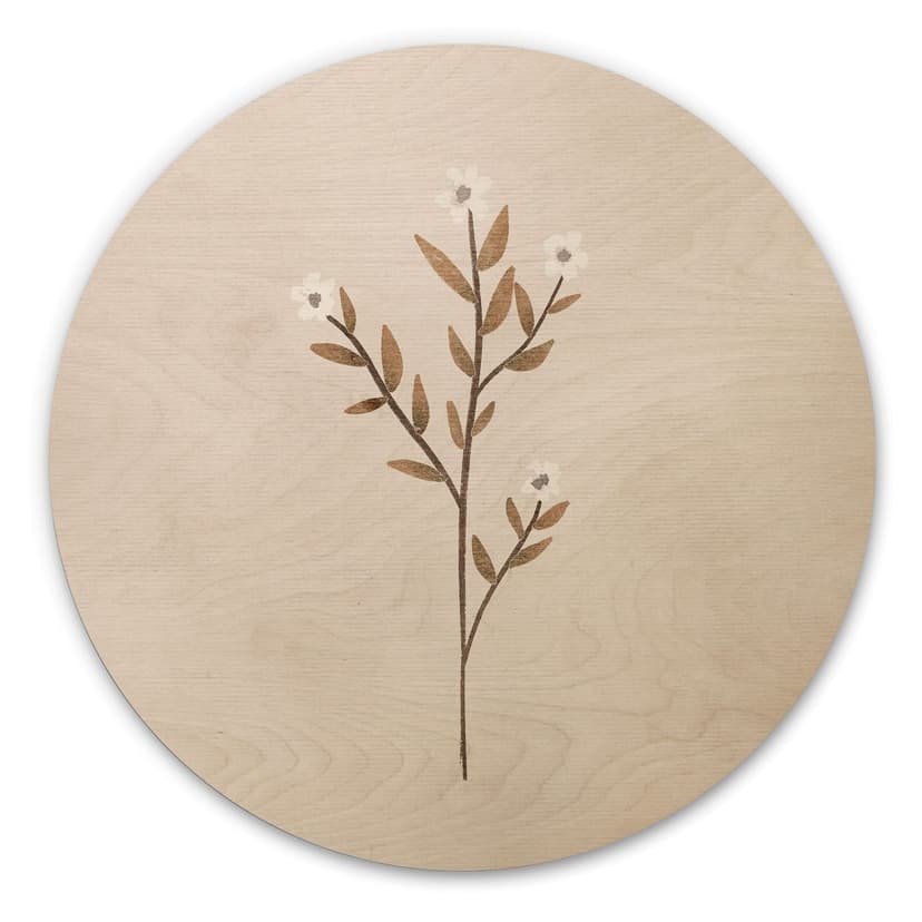 Stampa su legno Illustrazione di fiori - Nontiscordardime - Goed Blauw - Rotondo