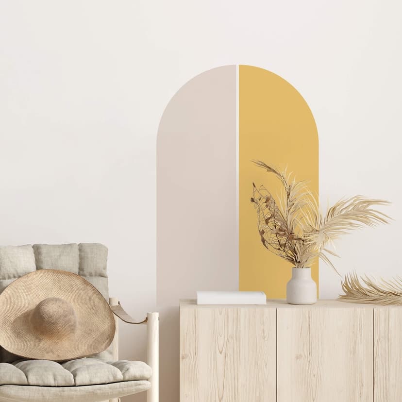 Adesivo murale Mezzi fiocchi (set di 2) - larghi - giallo senape-beige