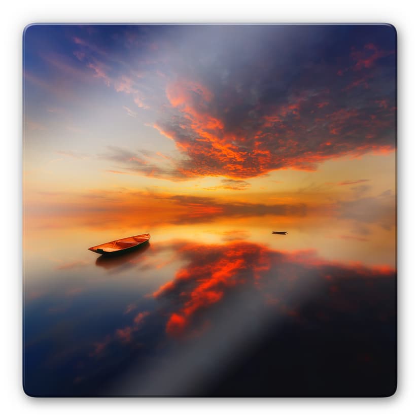 Glasbild Krol - Ein leuchtender Sonnenuntergang -quadratisch