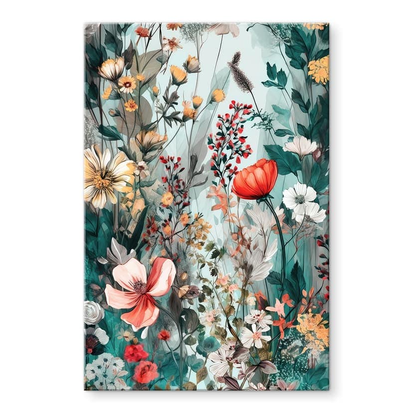 Stampa su vetro acrilico Prato primaverile con fiori - Jaszke