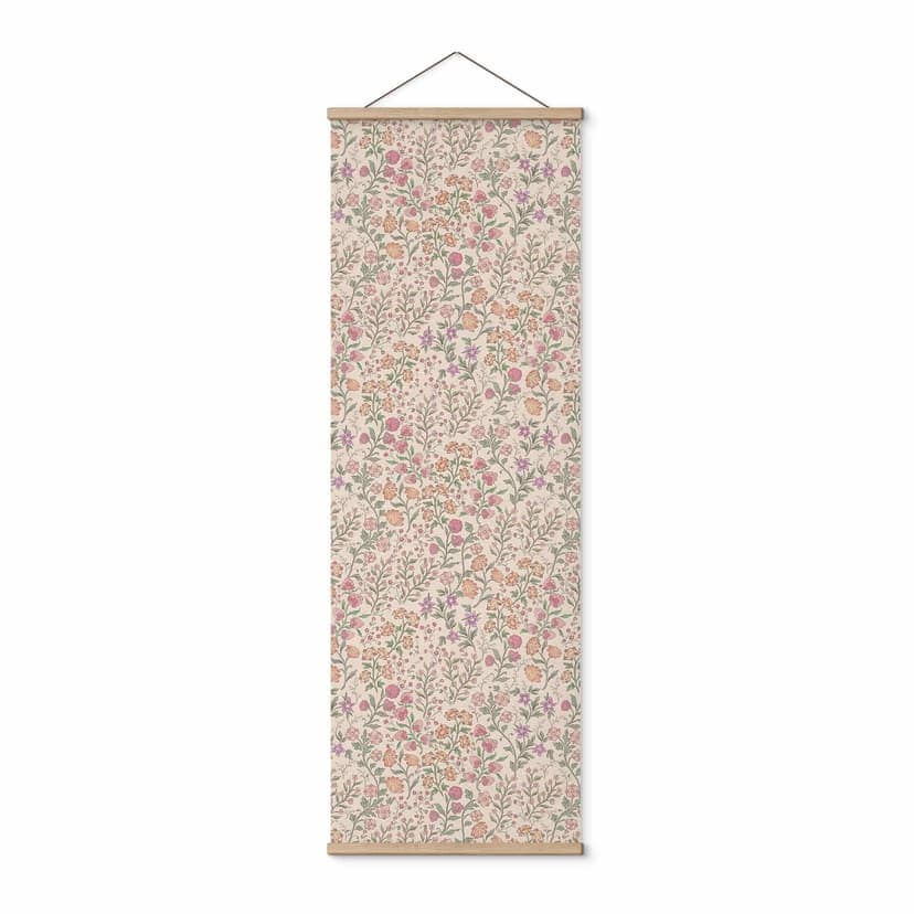 Quadro in tessuto con fiori di prato vintage - Beige - Decorazione floreale - Panorama
