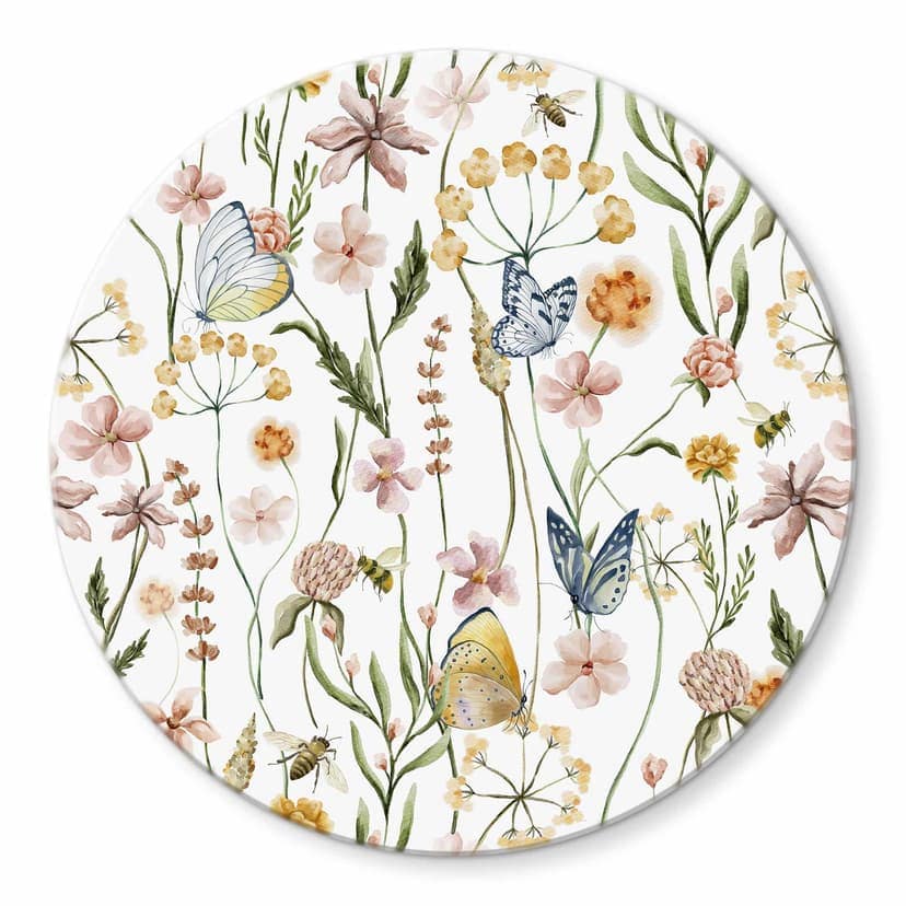 Stampa su vetro Prato di primavera con farfalle - UN Designs
