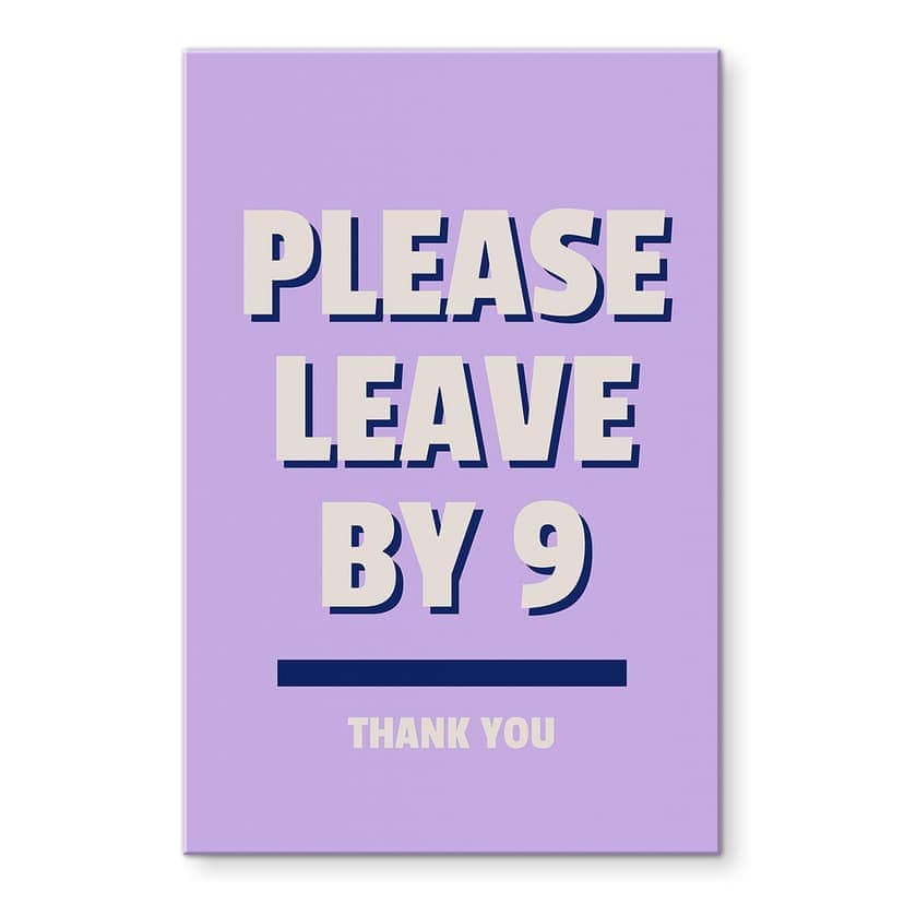 Stampa su vetro acrilico Please leave by 9 - Fritsch