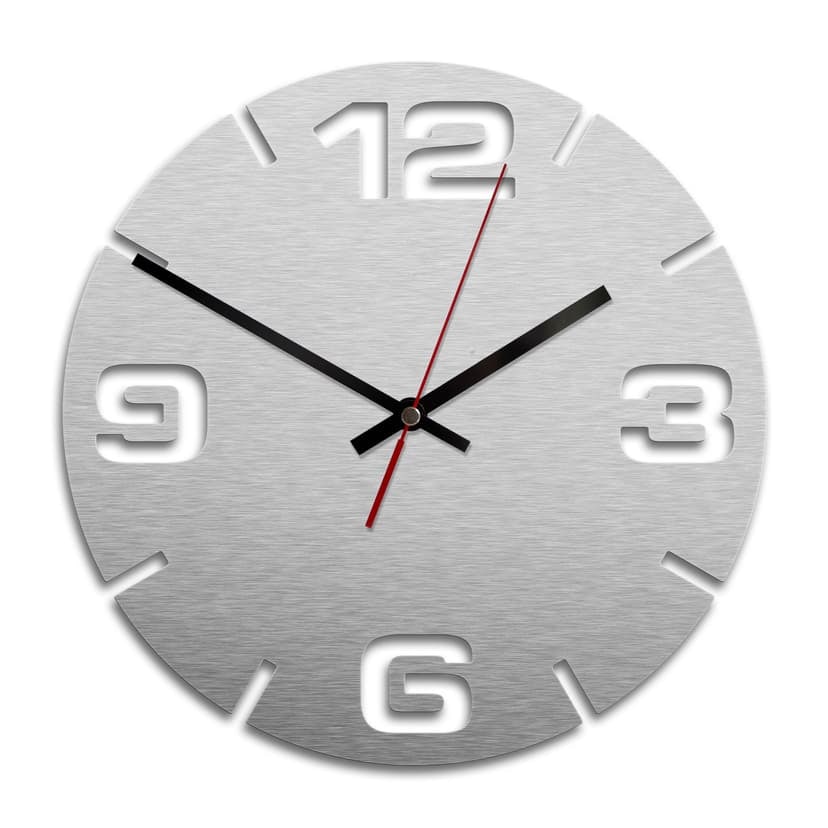 Wanduhr Alu-Dibond-Silbereffekt - Modern 02 - Ø 28