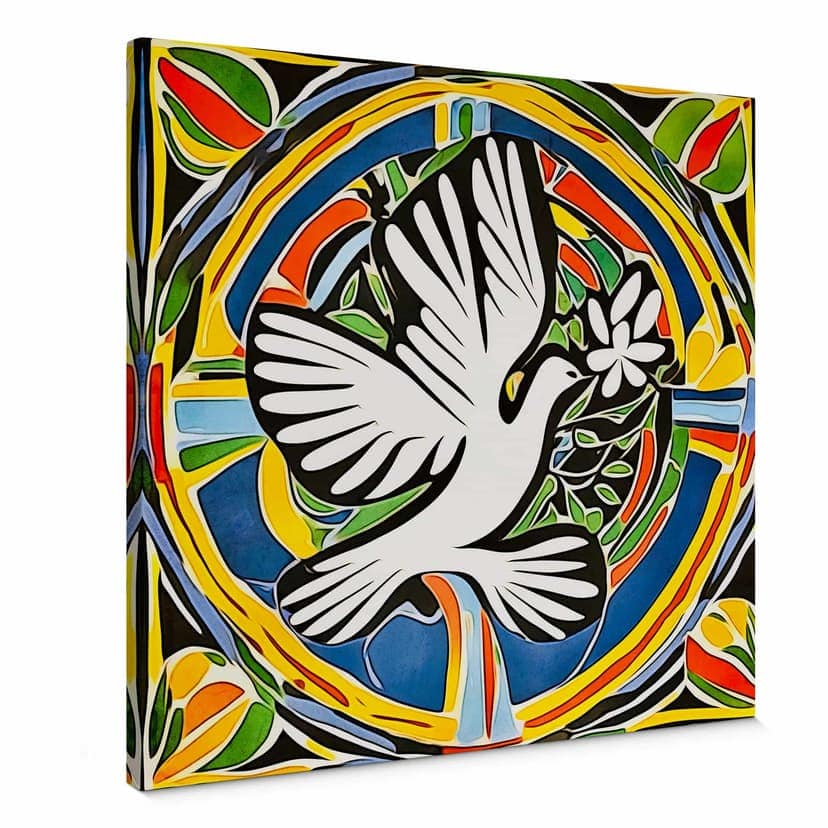 Stampa su tela Colomba colorata della pace - Ispirata a Matisse - Zamart