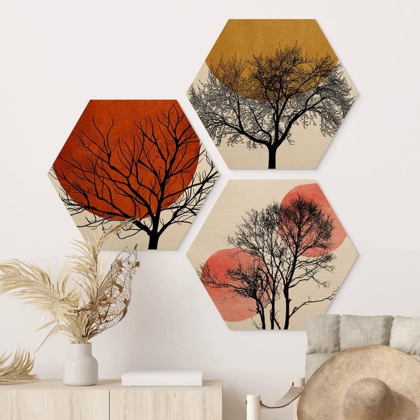 Esagono in legno Kubistika - Warm Sunset (3 parti)