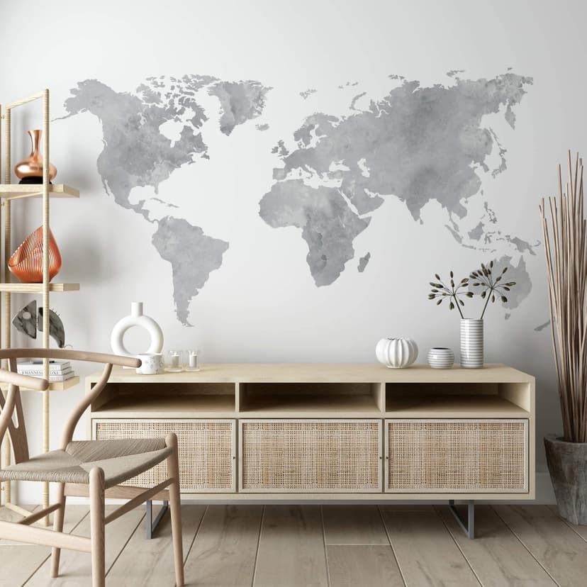 Adesivo - mappamondo GRIGIO in stile acquarello