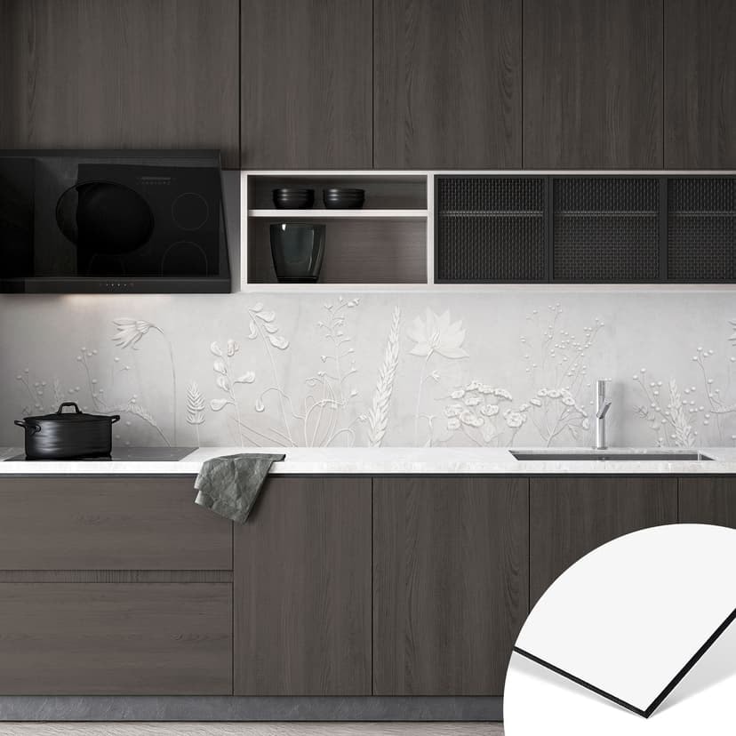 Rivestimento cucina bianco con piante dal design moderno - Ms Tiff