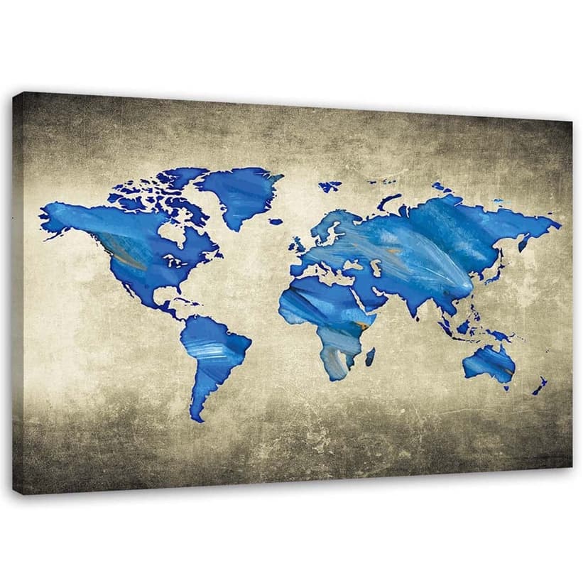 Stampe su tela, Mappamondo blu
