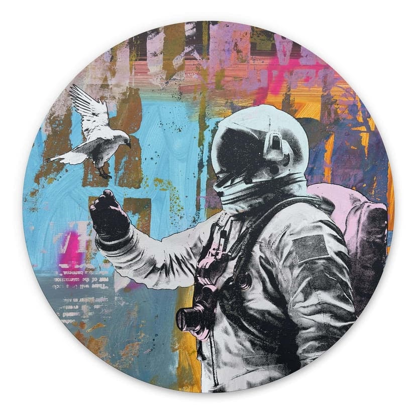 Murale Astronauta con colomba - Kuryliuk - Alu-Dibond Rotondo