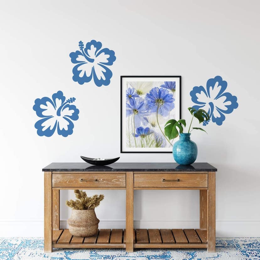 Adesivo murale - Composizione in tre parti "fiori di ibisco"