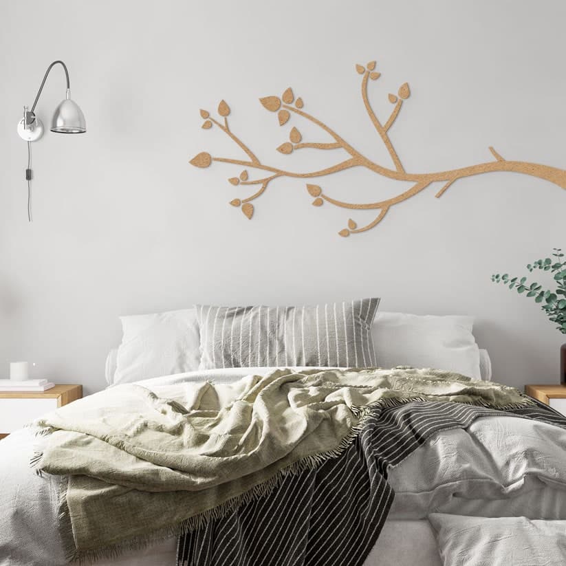 Decorazione da parete ramo con foglie | Decorazione naturale - MDF natura