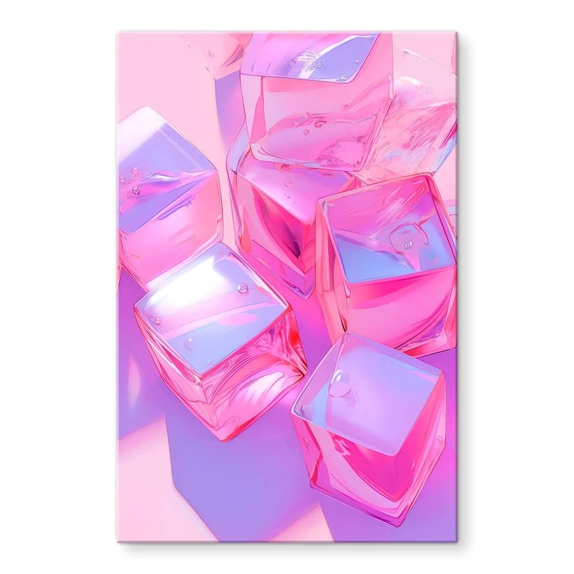 Stampa su vetro acrilico Treechild - Cubetti di ghiaccio rosa