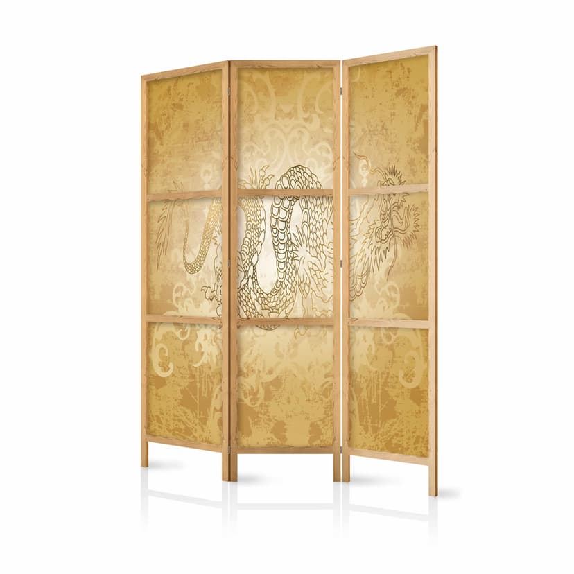 Parete divisoria pieghevole giapponese - Stile giapponese: drago, 3 pezzi