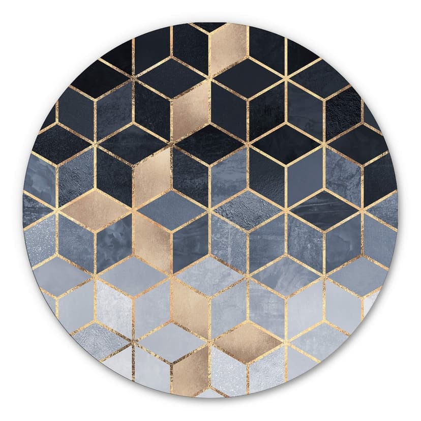 Alu-dibond tondo Fredriksson - Geometrie blu