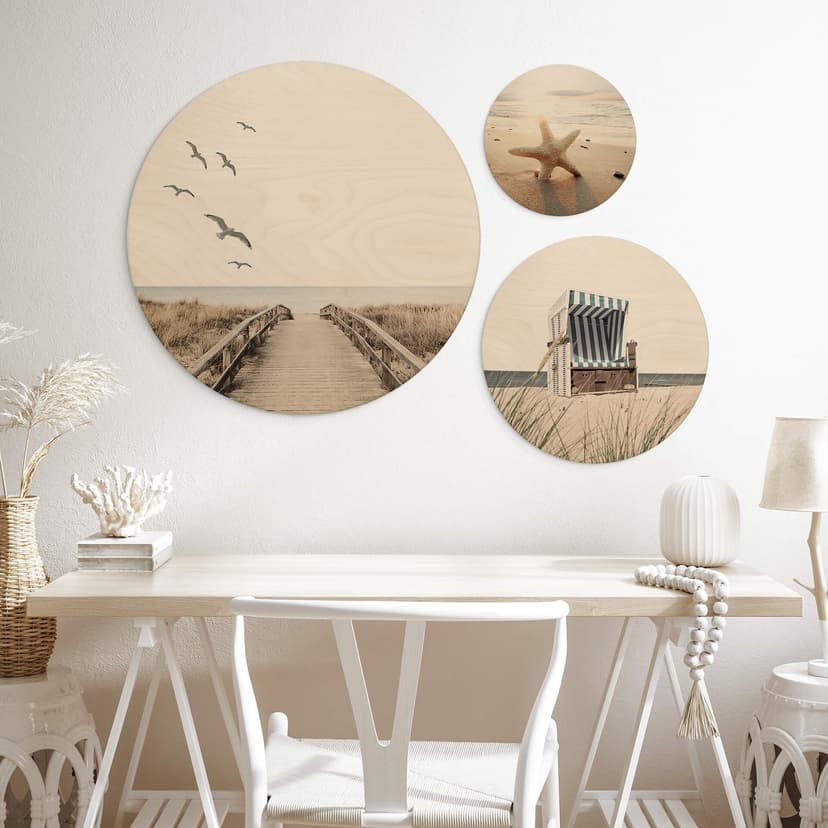 Stampa su legno Set da spiaggia Walk on the Dune (3 pezzi)