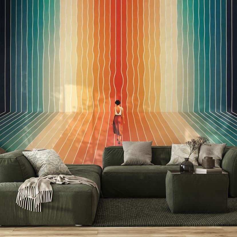 Fotomurale Donna davanti allo sfondo arcobaleno - Taudalpoi