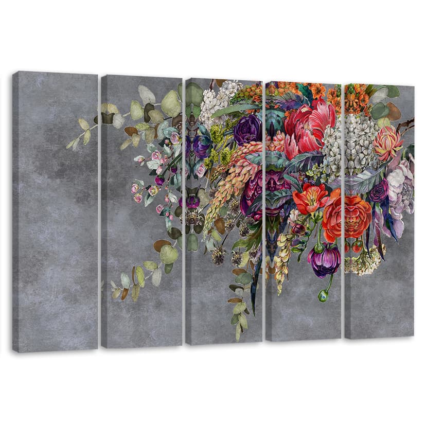 Stampa su tela 5 pezzi, mazzo di fiori