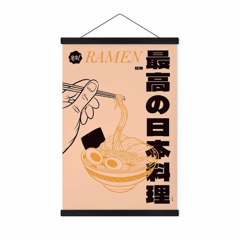Poster tessile Vintage Ramen - Zuppa di noodle giapponese - Gomes