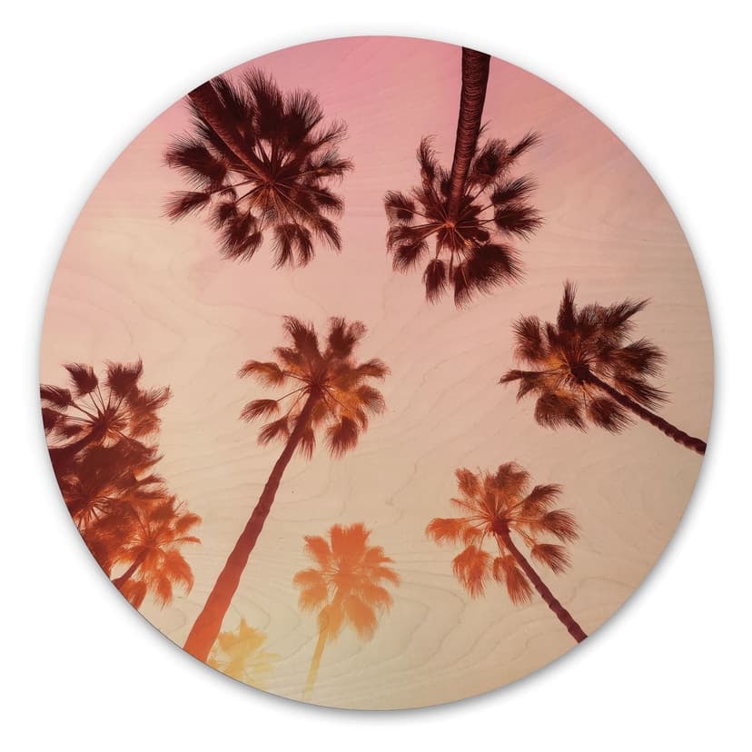 Stampa su legno California Dreaming con vista sulle palme - Hugonnard - Tondo