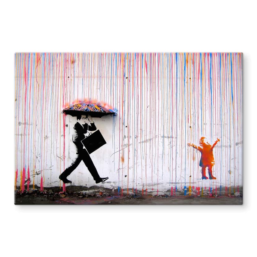 Glasbild Banksy - Coloured Rain
