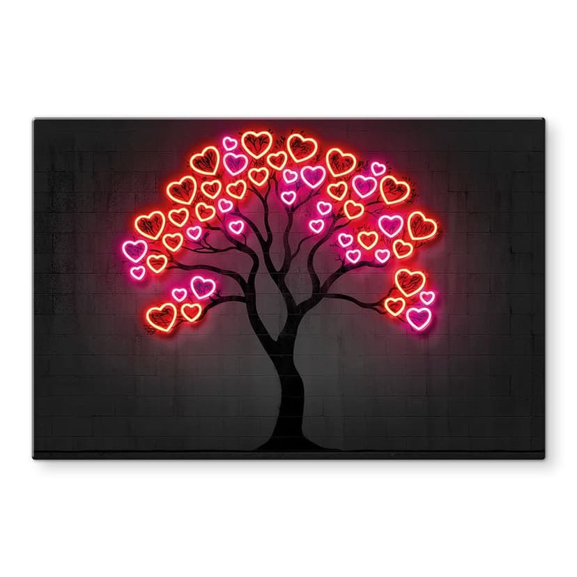 Stampa su vetro con cuori rossi | Neon Pop Art - Mielu