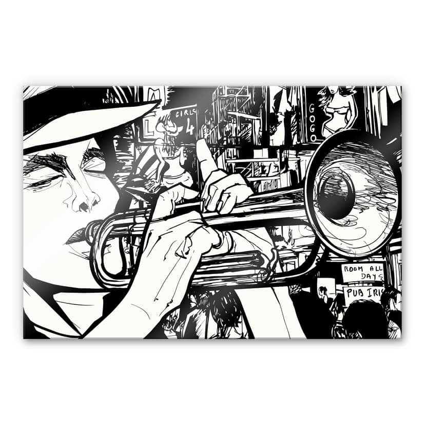 Stampa su vetro acrilico Musicista di strada