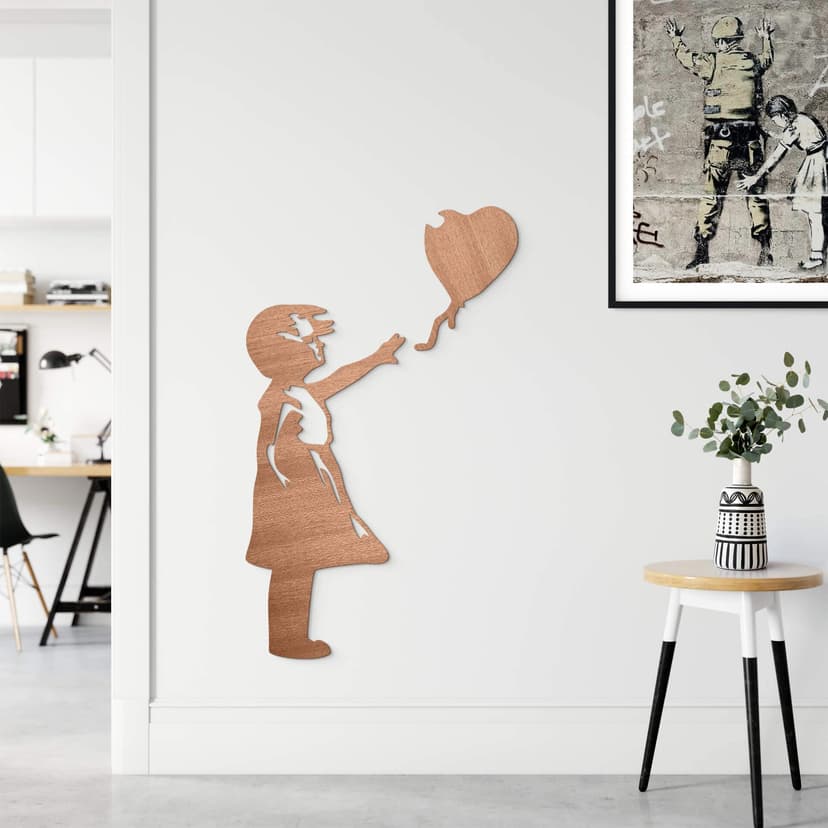 Decoro in legno Banksy - Girl with the red ballon