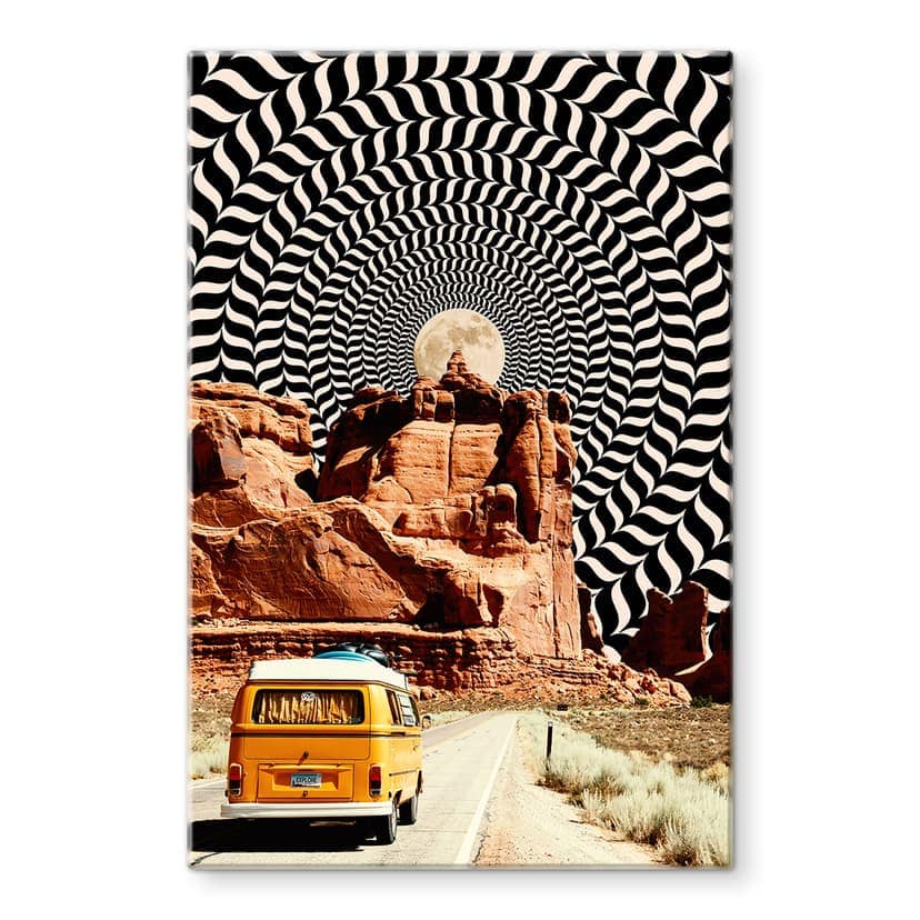 Stampa su vetro Viaggio in auto - Viaggio sulla luna - Taudalpoi