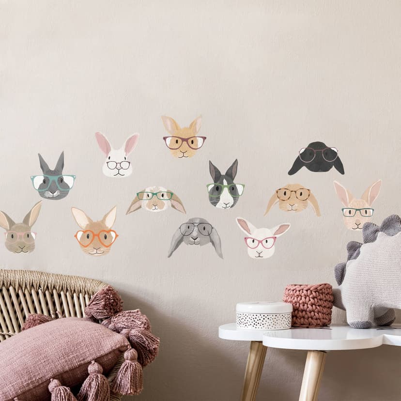Adesivo murale Conigli con occhiali - Melin (12pz)