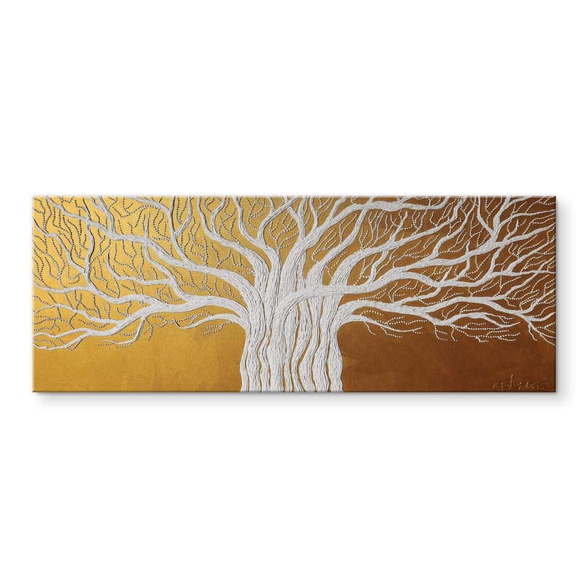 Stampa su vetro acrilico in vetro Bianco albero della vita astratto - Grande - Panorama
