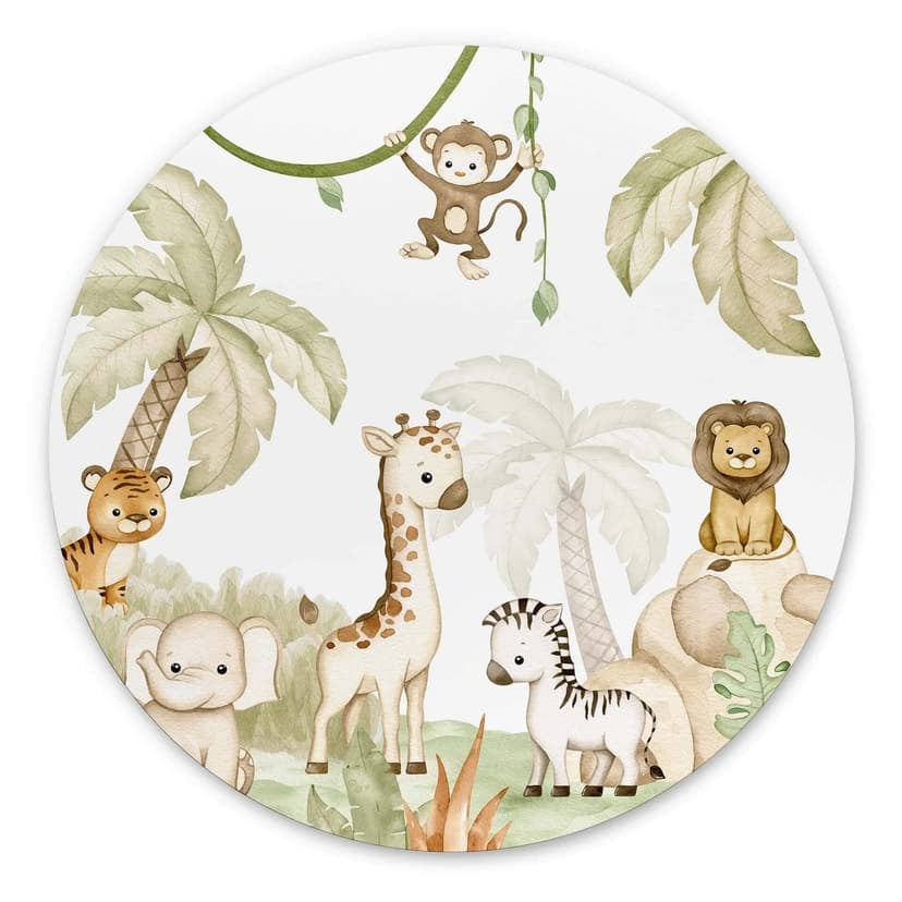 Cerchio a muro Oliver Robins - Animals and Palm Trees