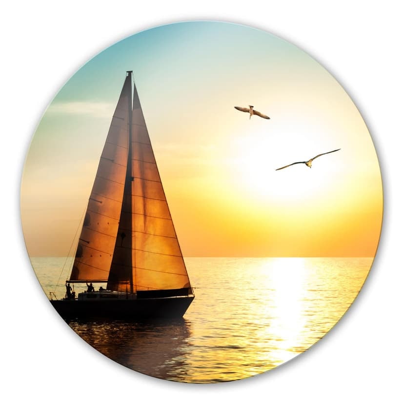 Barca a vela nel tramonto - tondo