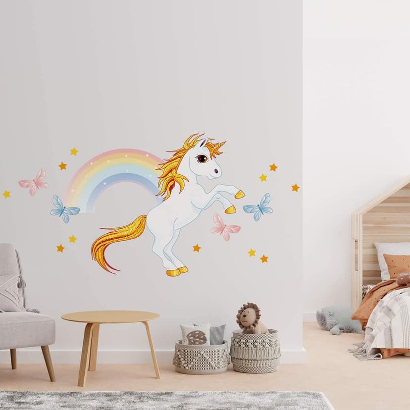 Adesivo murale - Unicorno con arcobaleno
