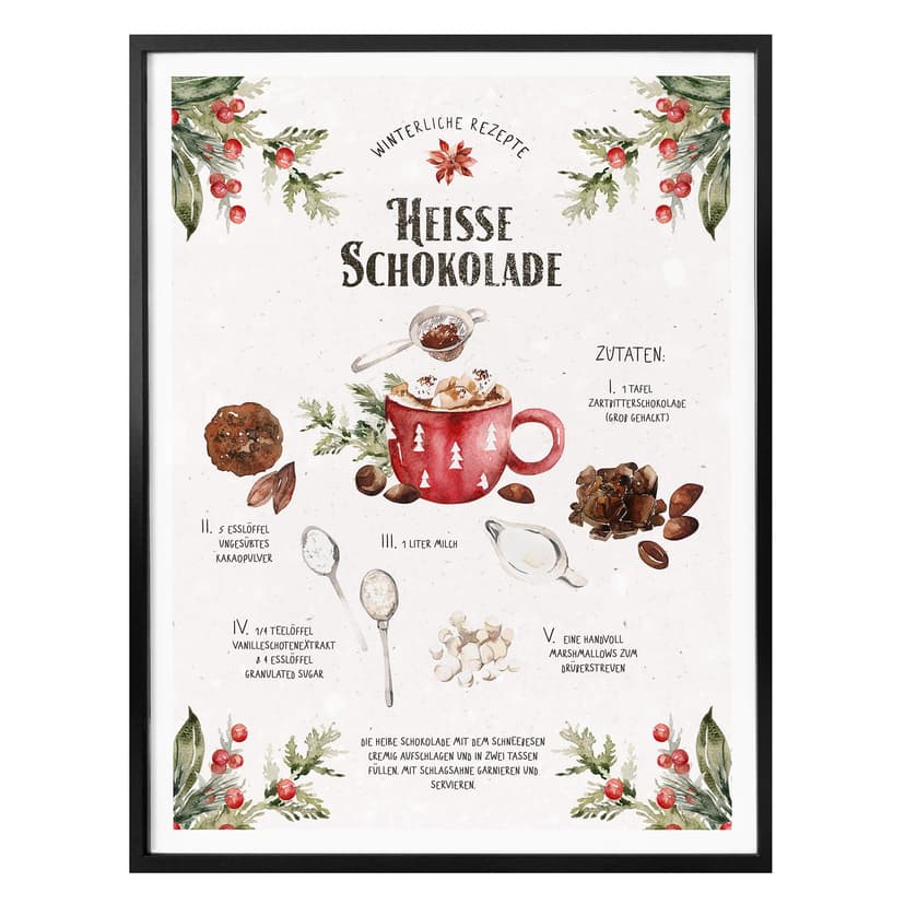 Poster Heiße Schokolade Rezept