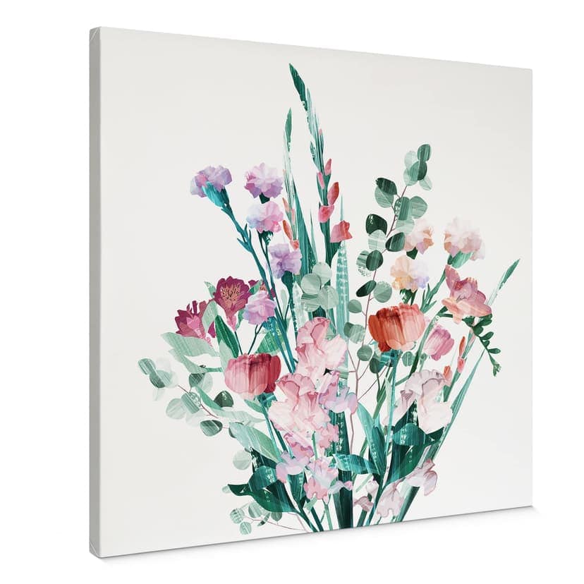 Stampe su tela Bouquet di fiori selvatici in primavera - Goed Blauw - Quadrato