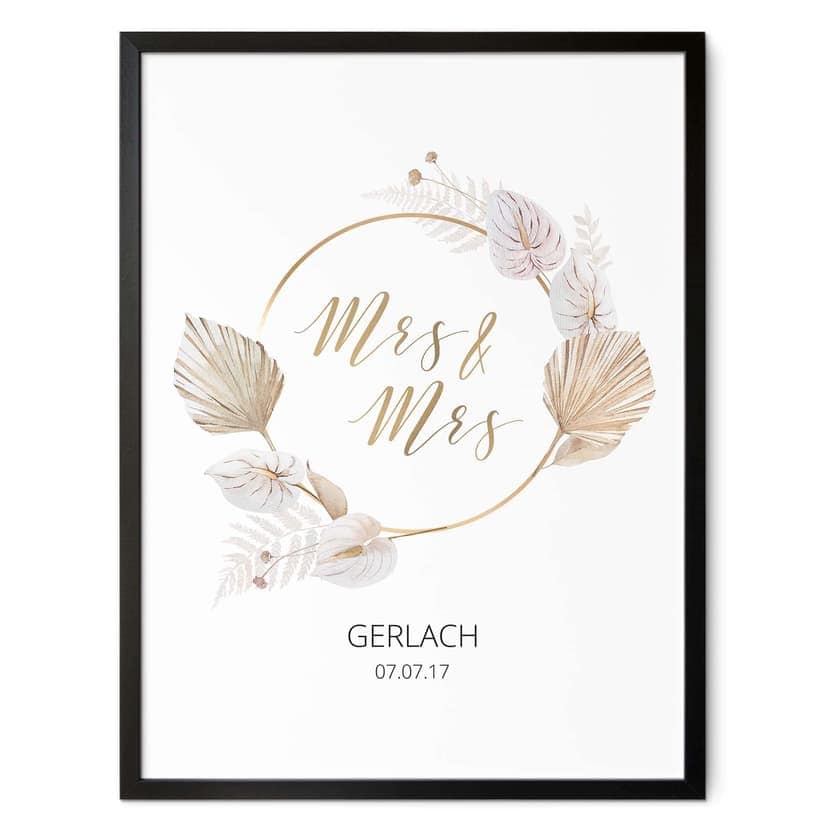 Poster Mrs & Mrs + Testo personalizzato
