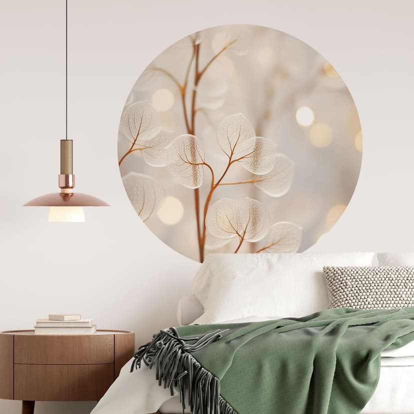 Adesivo murale Foglie di filigrana Beige - Treechild - Rotondo