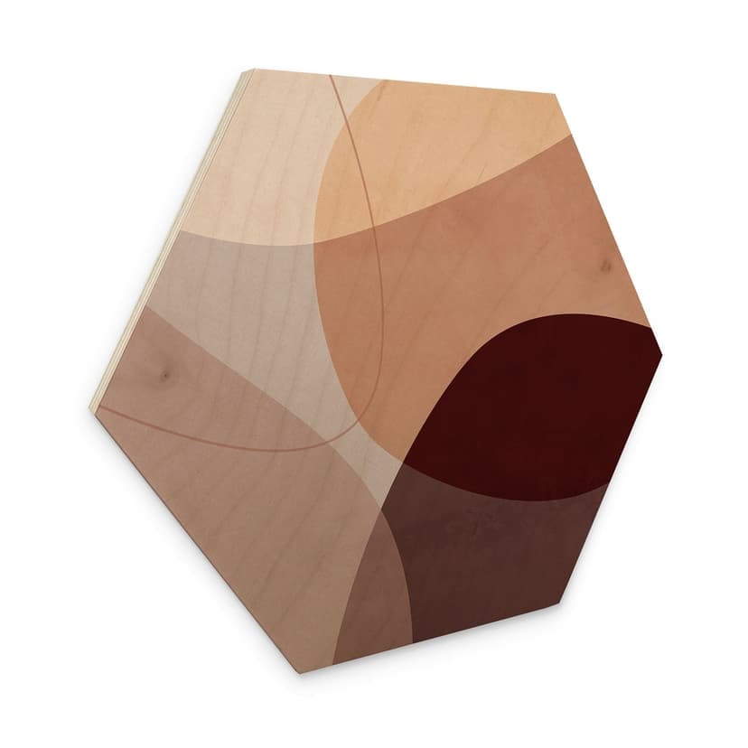 Esagono in legno Forme astratte nei caldi toni della terra - Böhmer